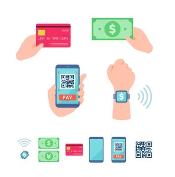 Cashless flat various payment methods Illustrazione stock