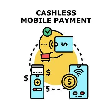 Cashless mobile payment concept, digital transaction process Stock Illustration