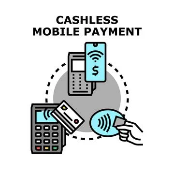 Cashless mobile payment system concept illustration Stock Illustration