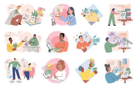 Cashless. NFC-enabled devices calso be used for other applications like access Stock Illustration
