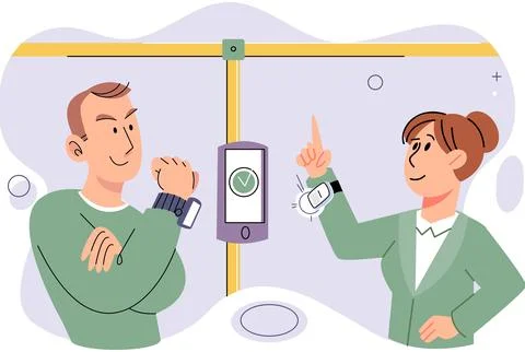 Cashless. NFC-enabled devices calso be used for other applications like access Stock Illustration