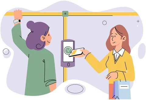 Cashless. NFC technology allows for seamless communication between devices for Stock Illustration
