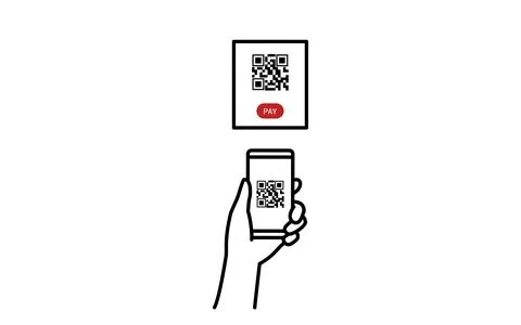 Cashless, online payments, QR code payments with smartphones. Illustrazione stock