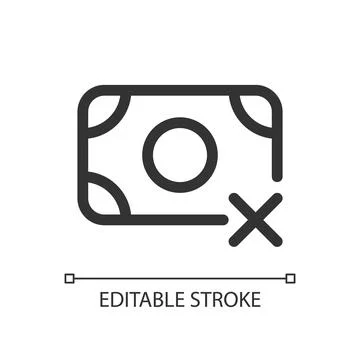 Cashless payment only pixel perfect linear ui icon Stock Illustration