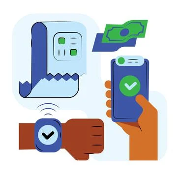 Cashless payment with qr code illustration Stock Illustration
