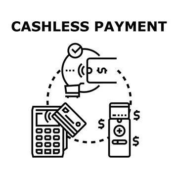 Cashless payment transaction processing icon concept Stock Illustration