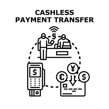 Cashless payment transfer digital transaction global finance Stock Illustration