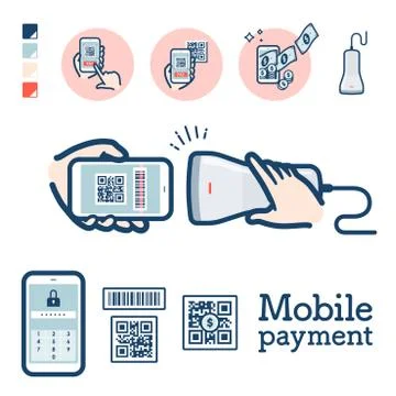 Cashless QR code payment 스톡 일러스트