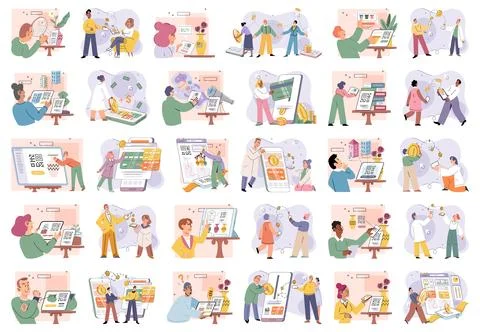Cashless. Touchless payment methods are compatible with wide range of devices Stock Illustration
