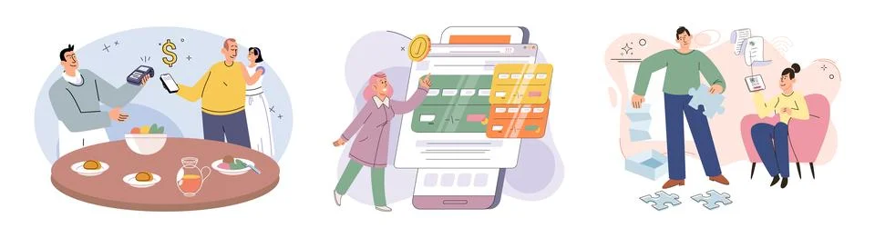 Cashless. Touchless payment methods are especially useful in situations where Illustrazione stock