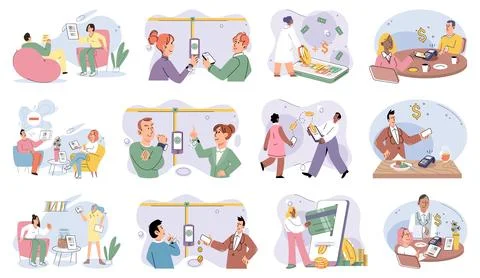 Cashless. Touchless payment systems are designed to be user-friendly and 스톡 일러스트