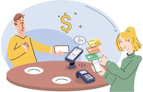 Cashless. Wireless payment systems are designed to prevent unauthorized access Stock Illustration