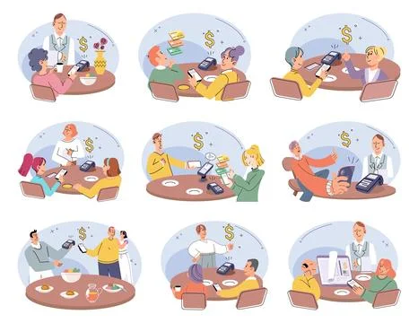 Cashless. Wireless payment systems eliminate need for swiping or inserting cards Illustrazione stock