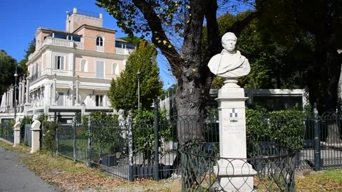 Casina Valadier at Bucarest Square Rome in Villa Borghese park Stock Footage 163375173