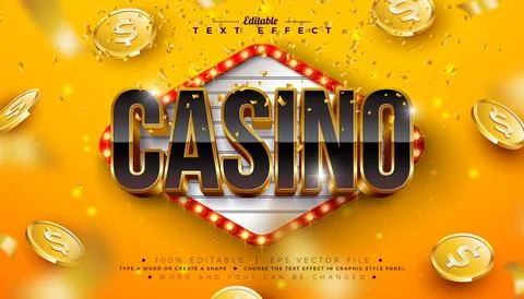 Casino 3D Text Effect Design Editable and Scalable Vector Graphic Style Effect Stock Illustration
