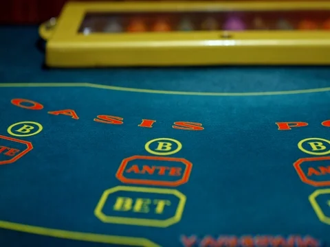Casino, beautiful empty poker table Stock Footage 73565196
