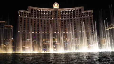 Casinò Bellagio fountains in Las Vegas Nevada Stock Footage