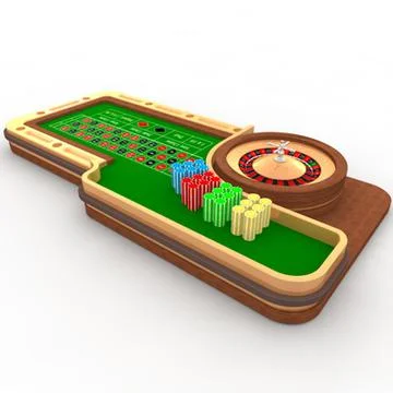 Casino betting table with roulette 3D Model