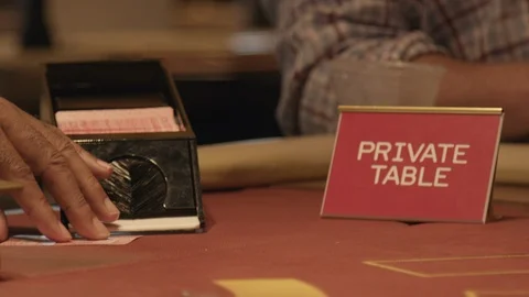 Casino Blackjack Table Dealer Pulls Cards Stock Footage 100525664