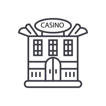 Casino building concept vector thin line icon, symbol, sign, illustration on Ilustración de archivo