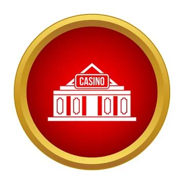 Casino building with text on a red circle icon Ilustración de archivo