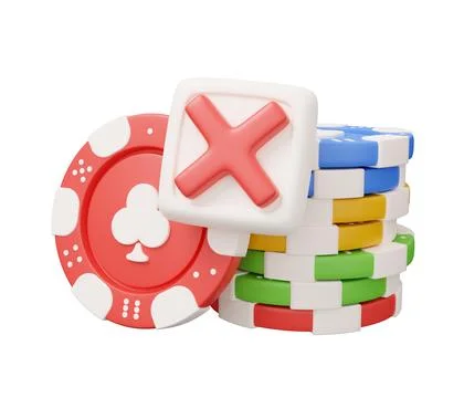 Casino cancel cross button 3d render minimal creative gambling illustration Stock Illustration