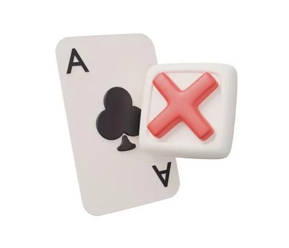 Casino cancel cross button 3d render minimal creative gambling illustration Stock Illustration
