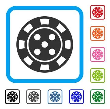 Casino Chip Framed Icon Stock Illustration