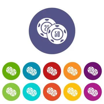 Casino chip icons set vector color Illustrazione stock