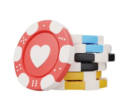 Casino chip stack 3d render minimal creative gambling illustration Stock Illustration
