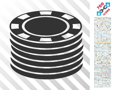 Casino Chip Stack Flat Icon with Bonus イラスト素材
