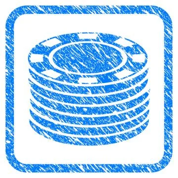 Casino Chip Stack Framed Grunge Icon Illustrazione stock