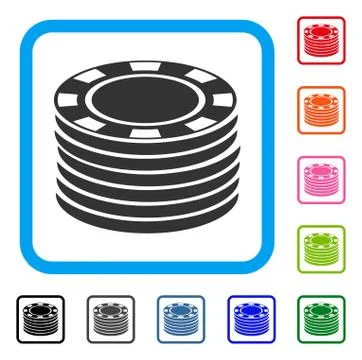 Casino Chip Stack Framed Icon Stock Illustration
