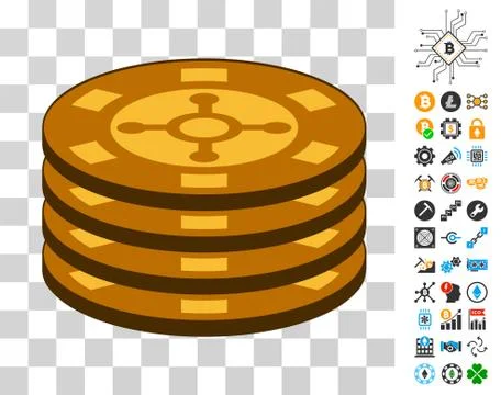Casino Chip Stack Icon with Bonus Stock Illustration