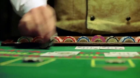 Casino chips and cards game blackjack Stock Footage