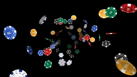 Casino chips on black background - loop, alpha channel Stock Footage 74981939
