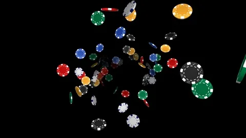 Casino chips on black background - loop, alpha  Stock Footage 75335846