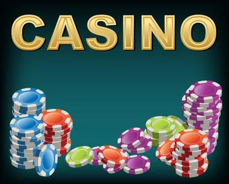 Casino chips on blue background Stock Illustration