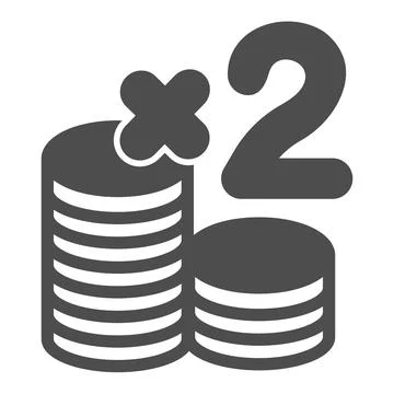 Casino chips, double bet, stack of coins solid icon, gamblimg concept, poker イラスト素材