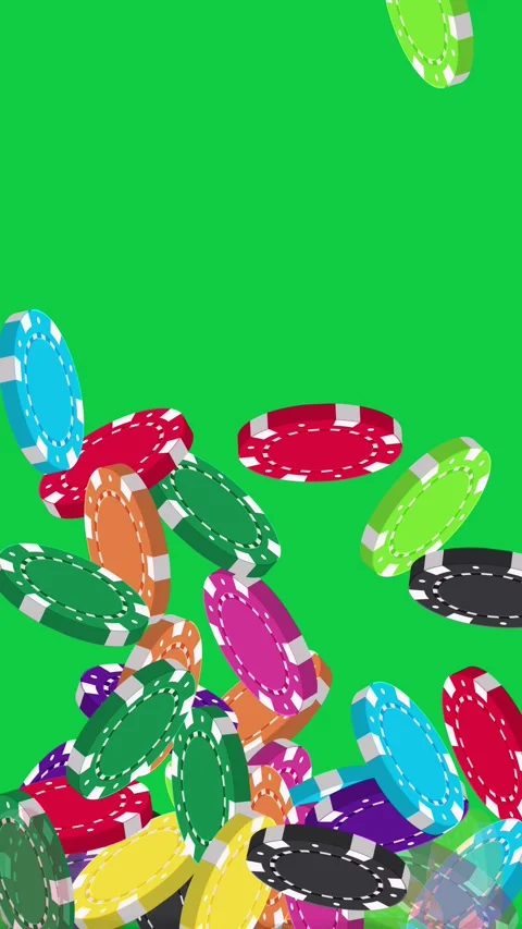 Casino Chips Falling and Bouncing on Green Background Vertical Animation 스톡 동영상 339380780