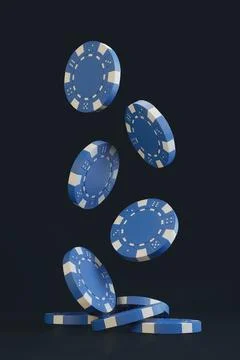 Casino chips falling on the black background Stock Illustration