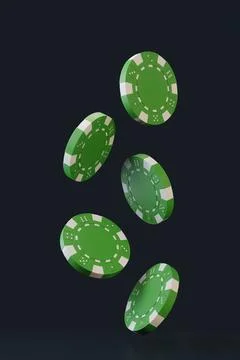 Casino chips falling on the black background Stock Illustration
