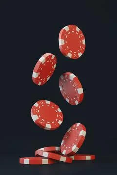 Casino chips falling on the black background Stockillustratie