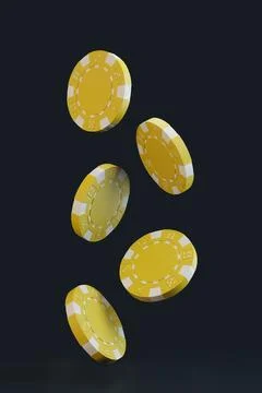 Casino chips falling on the black background Stock Illustration