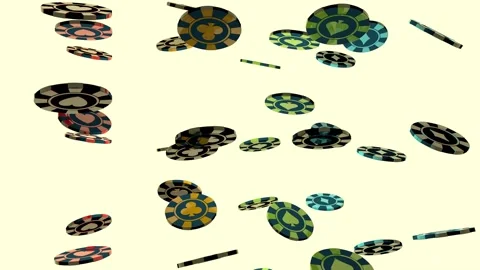 Casino chips, falling casino chips animation on a green screen background Video stock 304383768