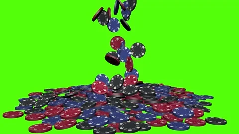 CASINO CHIPS FALLING PILE UP Stock Footage 160071214