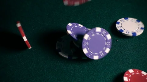 Casino chips falling in slow motion Stock Footage 61724074