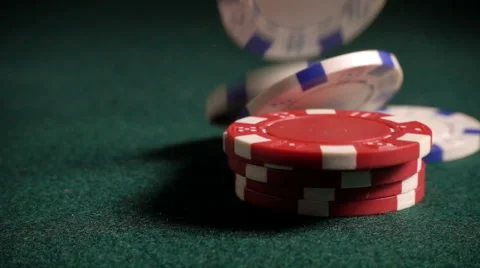 Casino chips falling in slow motion Stock Footage 61815271