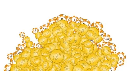 Casino chips fly apart from the explosion to the sides, on a white background Stock Illustration