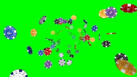 Casino chips on green screen – loop Video stock 74981914